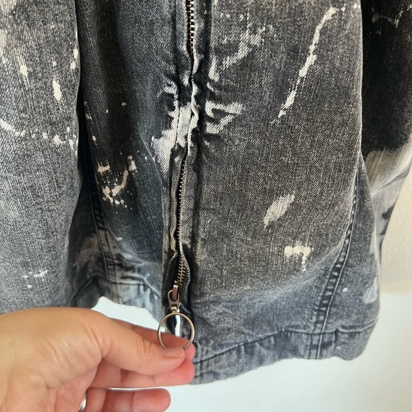 NWT Retrofete Carla Hematite Splatter Acid Wash Denim Full Zip Dress Size Large - Picture 5 of 11